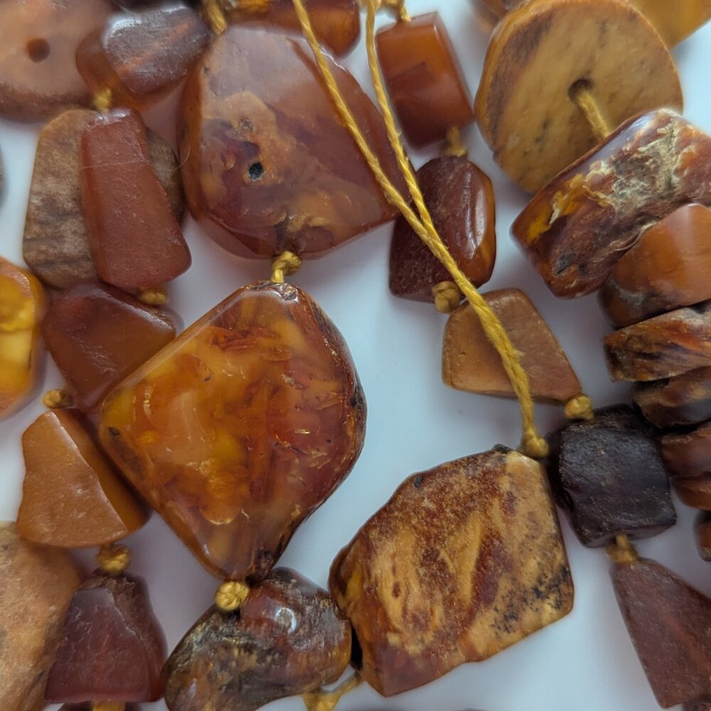 ANTIQUE RAW BALTIC AMBER STONES - Picture 5 of 7